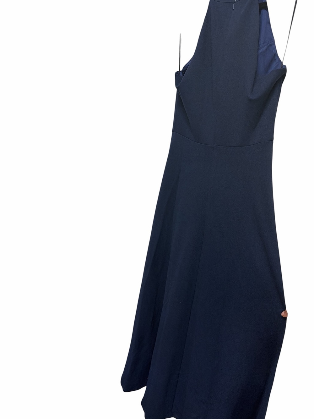 High-Neck Navy Maxi Dress - Sleek Sleeveless Design - Picture 6 of 11